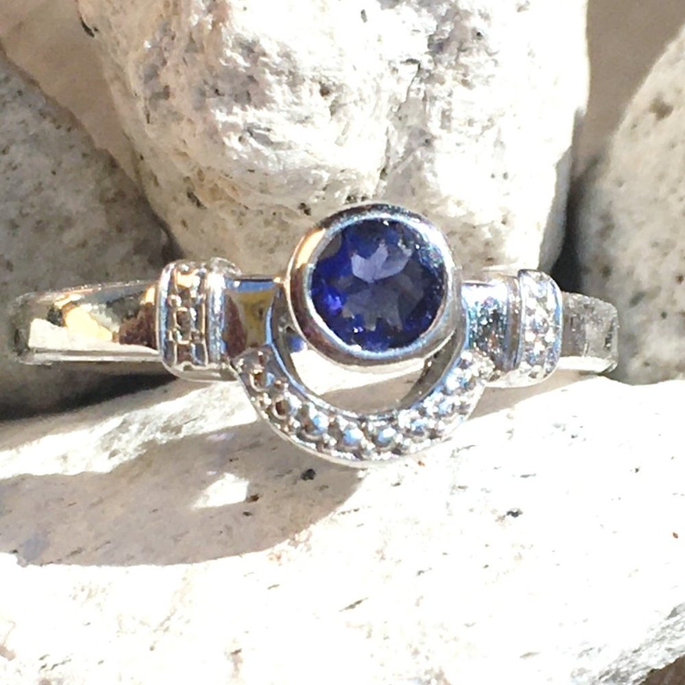 Natural Iolite Sterling Silver Ring Size 7 Genuine Gemstone